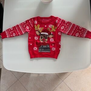 Festive Red Reindeer Kids Sweater